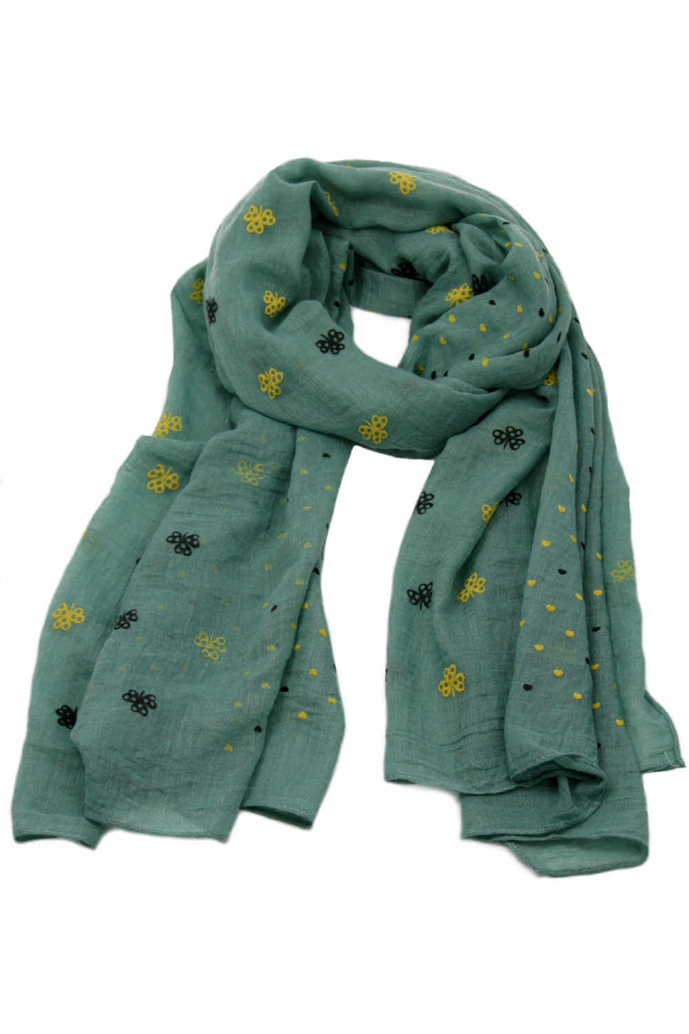 Ladies-scarf-green-floral-heart-design