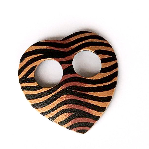 Sarong buckle - zebra artwork - natural tones in heart shape - Holley Day