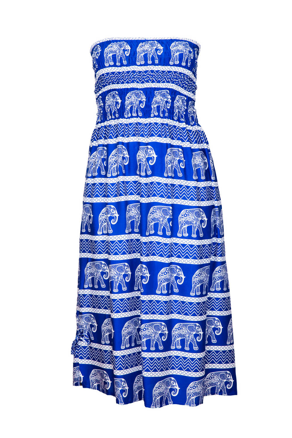 boob-tube-dress-blue-white-elephant-print