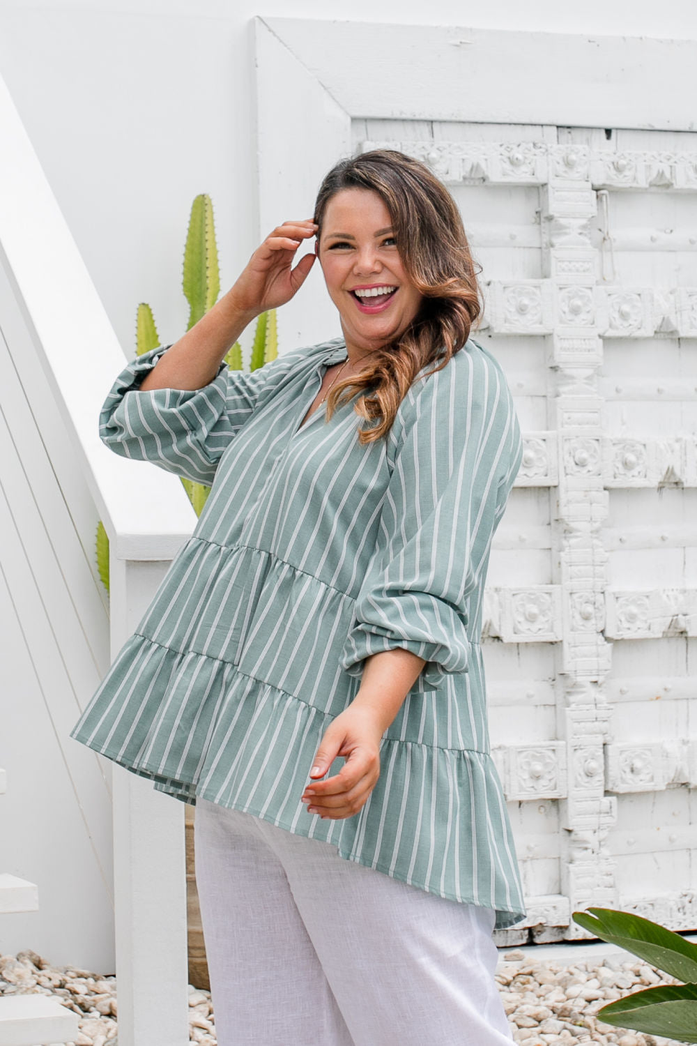 casual-plus-size-summer-top-grey-white-stripe