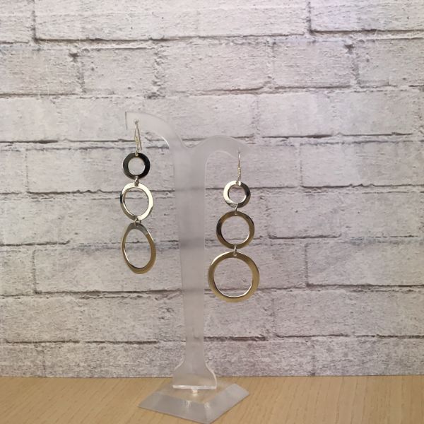 Drop earrings - silver circles - Holley Day