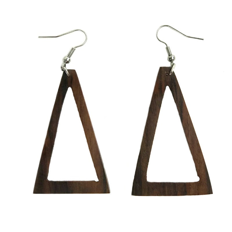Dangle earrings - triangle - wood