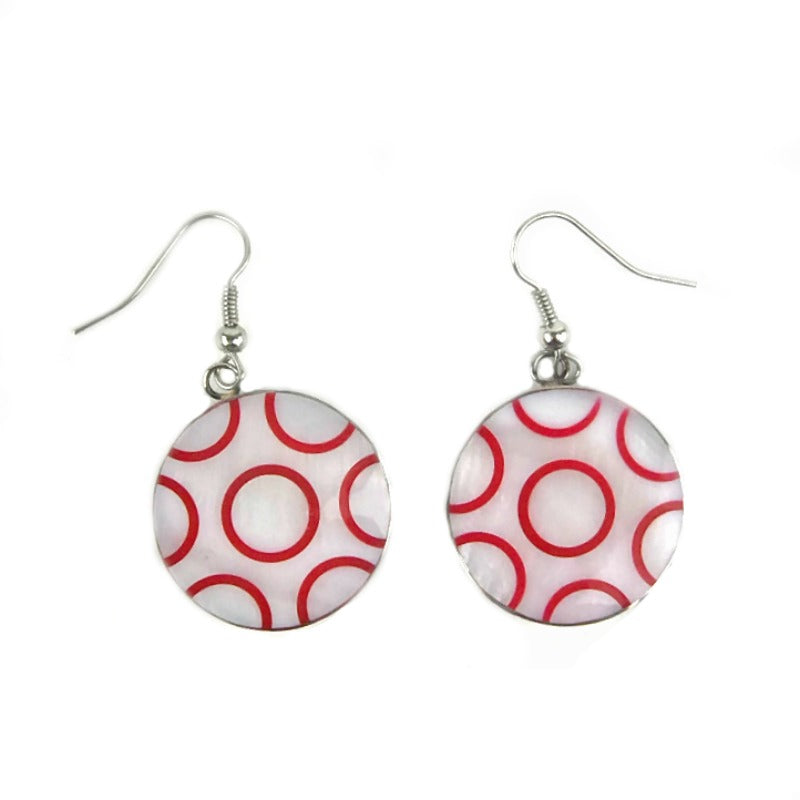 Drop-earrings-red-white-circles