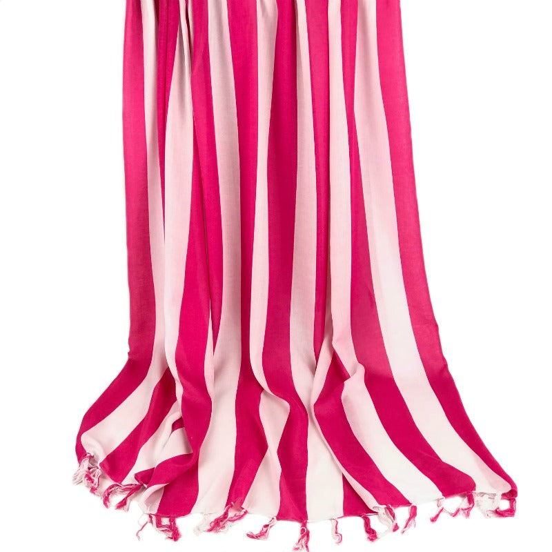 Beach sarong - pink and white stripe design