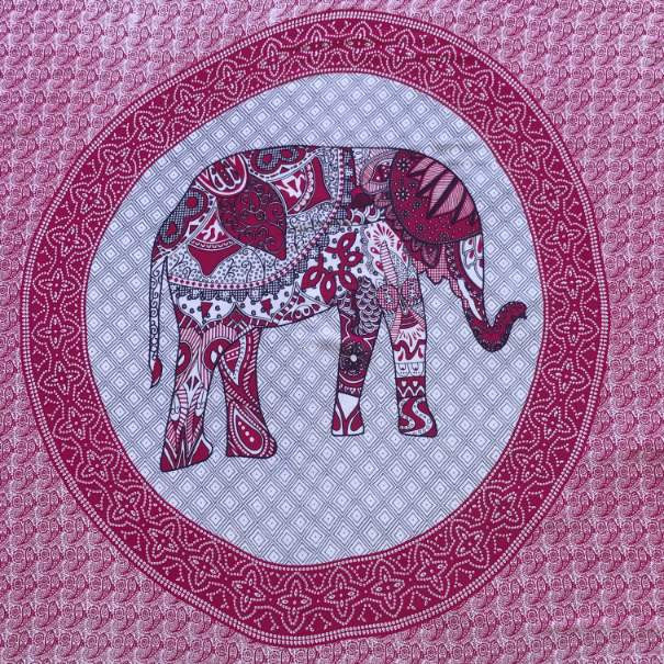 large sarong - elephant print - pink and white - Holley Day