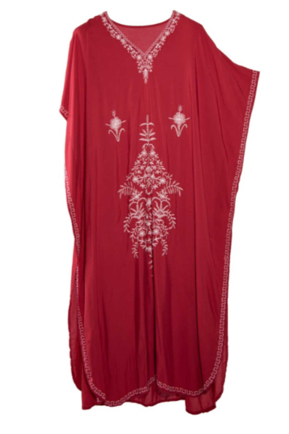 Kaftan-maxi-dress-plus-size-red-white-embroidery-embellishment