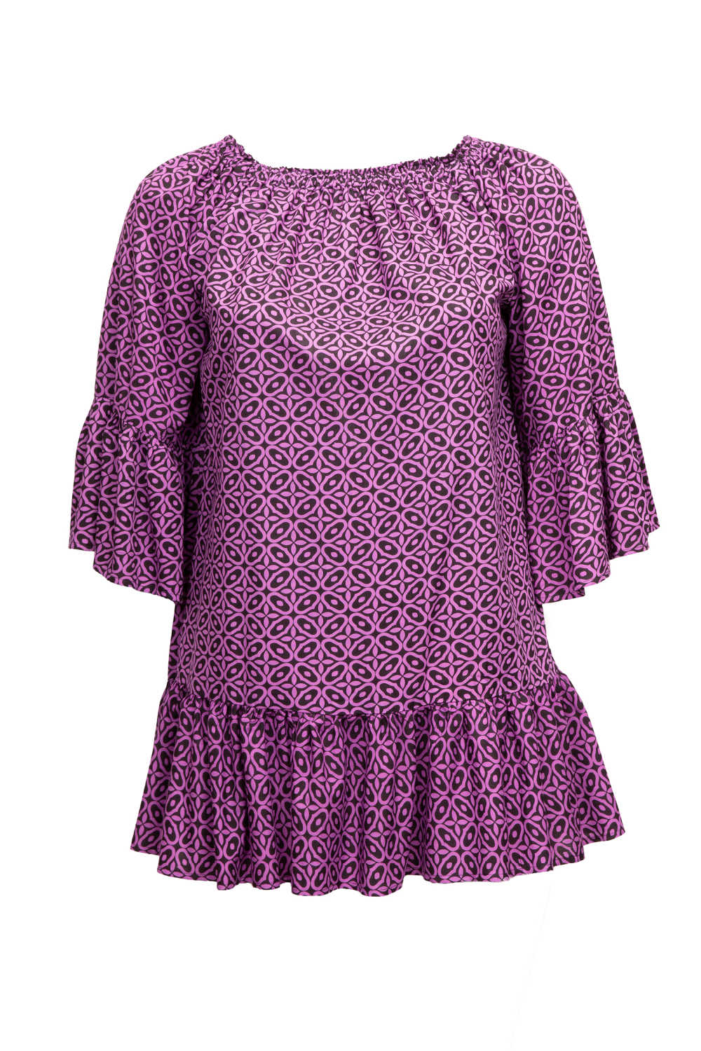 womens-short-sun-dress-geometric-print-black-purple