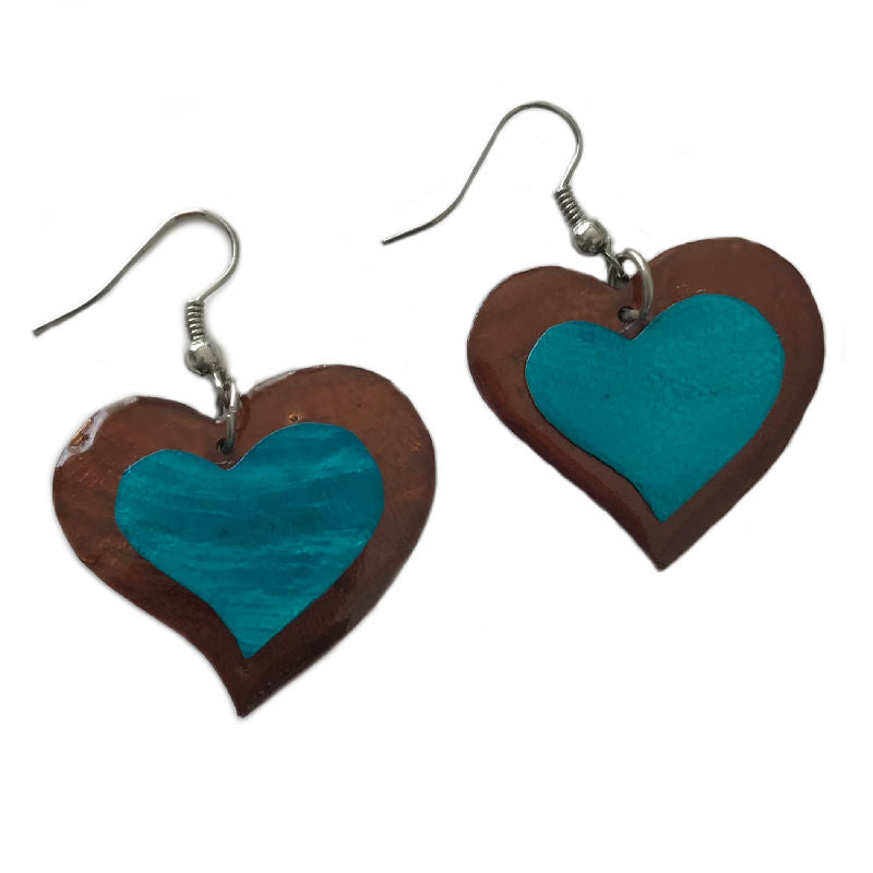 sea-shell-earrings-heart-brown-turquoise
