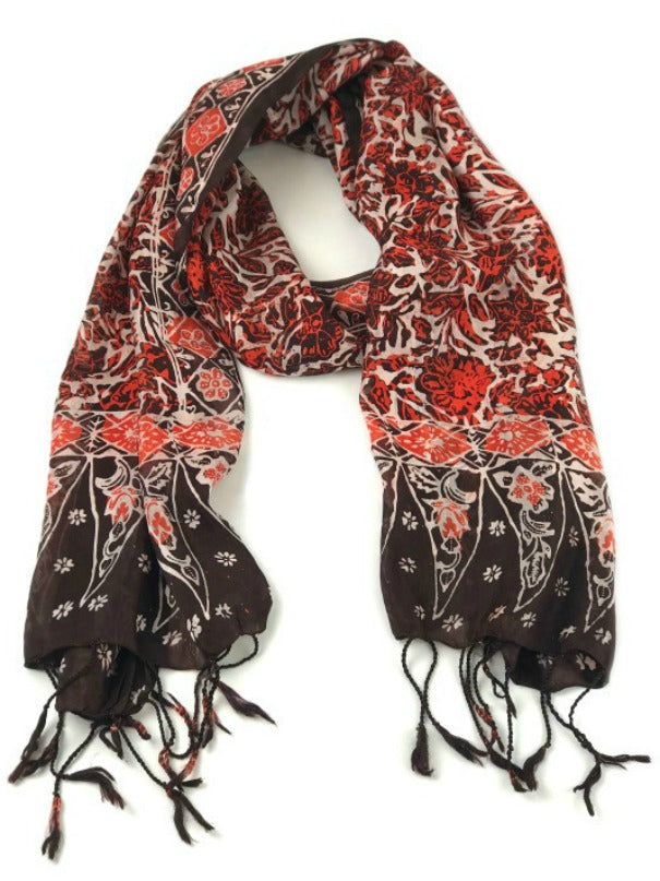 ladies-silk-scarf-floral-design-brown-orange