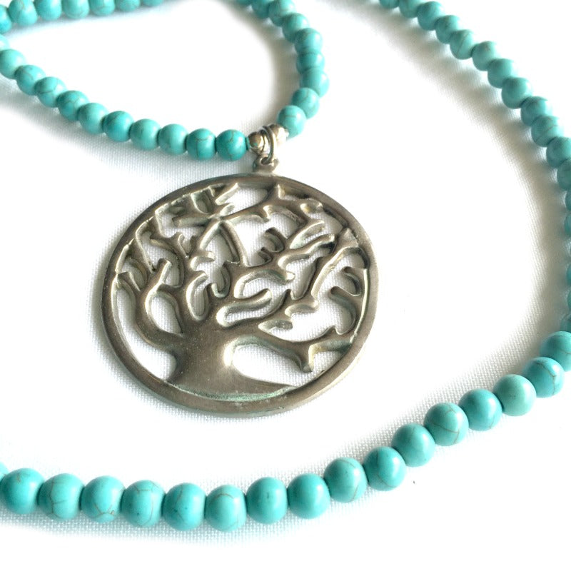 tree-of-life-pendant-necklace-turquoise-beads-silver-pendant