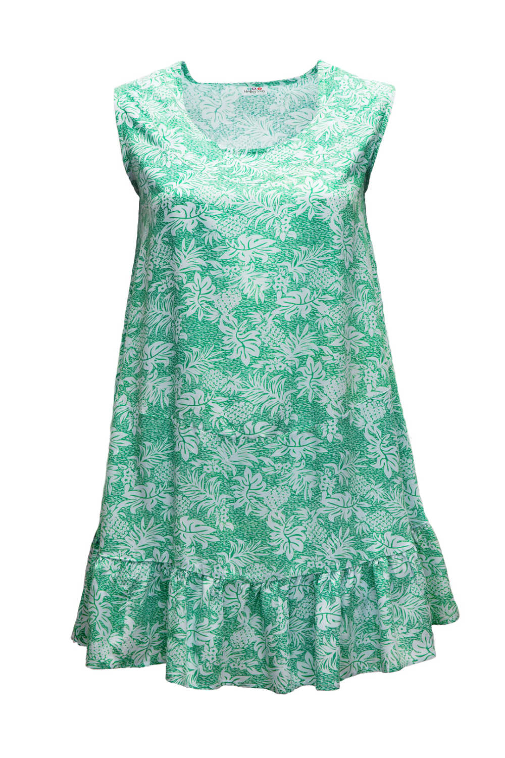 summer-dress-white-green-pineapple-print-design