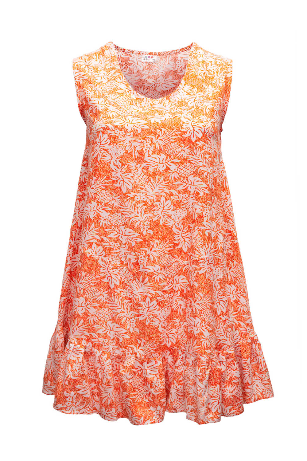 summer-dress-white-orange-pineapple-print-design