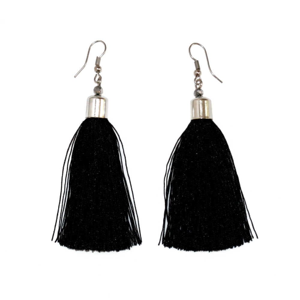 black tassel earrings
